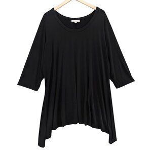 Woman Within Swing Dress Solid Black Long Sleeve Sharkbite Hem Pullover Sz 2X